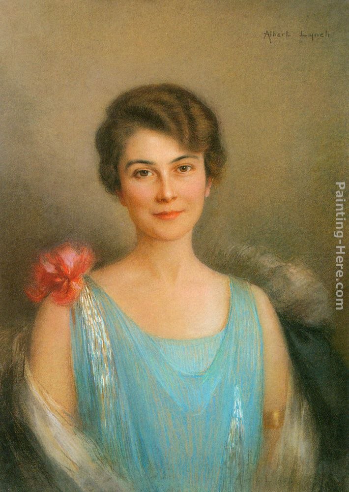 Albert Lynch A Portrait of a Lady in Blue